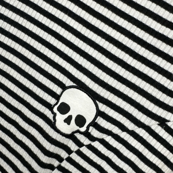 Retro Goth Punk Black & White Striped Skull Knit Skater Dress - XL- By Hot Topic - Picture 2 of 4